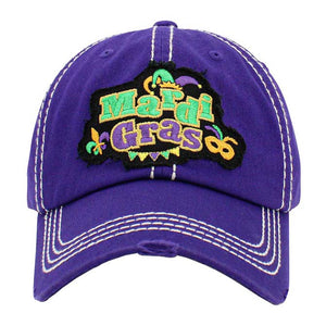 Purple Mardi Gras Message Vintage Baseball Cap, An awesome & cool Mardi Gras-themed vintage cap that will not only save a bad hair day but also amps up your beauty to a greater extent on this Mardi Gras. This vintage baseball cap is made for you to show off your trendy & perfect choice for Mardi Gras party. It's fully adjustable and easy to wear in the perfect style!