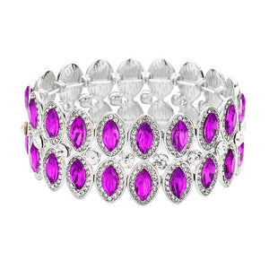 Purple Marquise Stone Accented Stretch Evening Bracelet. Get ready with these Stretch evening Bracelet, put on a pop of color to complete your ensemble. Perfect for adding just the right amount of shimmer & shine and a touch of class to special events. Perfect Birthday Gift, Anniversary Gift, Mother's Day Gift, Graduation Gift.