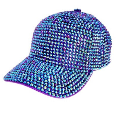 Purple Rhinestone Embellished Glitter Stone Shimmer Baseball Cap, comfy cap great for a bad hair day, pull your ponytail thru the back opening, Keep your hair away from face while exercising, running, playing sports or just taking a walk. Perfect Birthday Gift, Mother's Day Gift, Anniversary Gift, Thank you Gift, Graduation
