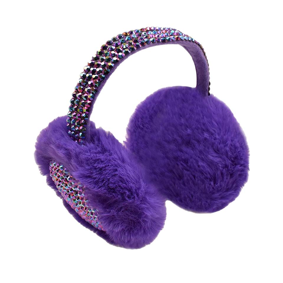 Purple Studded Fluffy Plush Fur Foldable Earmuff, is soft & furry that will shield your ears from cold winter weather ensuring all-day comfort. The plush fur foldable design earmuff creates a cozy feel & gives you a trendy look. It's both comfy and fashionable. These are so soft and toasty that you’ll want to wear them everywhere, especially while running out of the door in the cold weather in the mood.