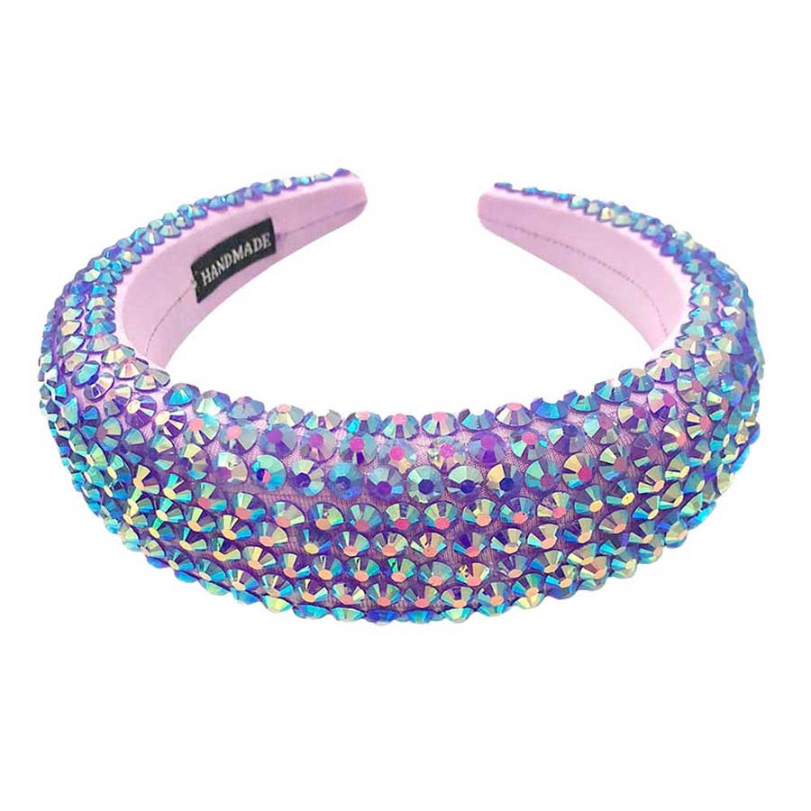 Purple Studded Padded Headband, sparkling placed on a wide padded headband making you feel extra glamorous especially when crafted from padded beaded headband . Push back your hair with this pretty plush headband, spice up any plain outfit! Be ready to receive compliments. Be the ultimate trendsetter wearing this chic headband with all your stylish outfits! 
