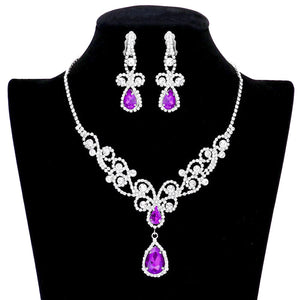 Purple Teardrop Crystal Rhinestone Vine Drop Collar Necklace. Beautifully crafted design adds a gorgeous glow to any outfit. Jewelry that fits your lifestyle! Perfect Birthday Gift, Anniversary Gift, Mother's Day Gift, Anniversary Gift, Graduation Gift, Prom Jewelry, Just Because Gift, Thank you Gift.
