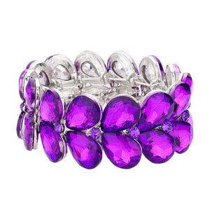 Purple Teardrop Stone Embellished Evening Bracelet, These gorgeous stone pieces will show your class in any special occasion. eye-catching sparkle, sophisticated look you have been craving for! Fabulous fashion and sleek style adds a pop of pretty color to your attire, coordinate with any ensemble from business casual to everyday wear. Awesome gift for birthday, Anniversary, Valentine’s Day or any special occasion.