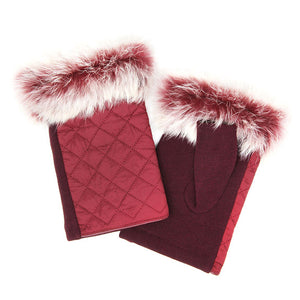 Burgundy Quilted Fingerless Faux Fur Gloves Burgundy Quilted Gloves Burgundy Faux Fur Fingerless Mittens, gives your look so much eye-catching texture with these quilted muffs on a cozy faux fur, very fashionable, attractive, cute looking in winter season. Perfect Gift Birthday, Christmas, Holiday, Anniversary, Wife, Mom, Sis, Loved One, BFF etc