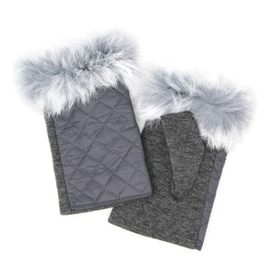 Gray Quilted Fingerless Faux Fur Gloves Gray Quilted Gloves Gray Faux Fur Fingerless Mittens, gives your look so much eye-catching texture with these quilted muffs on a cozy faux fur, very fashionable, attractive, cute looking in winter season. Perfect Gift Birthday, Christmas, Holiday, Anniversary, Wife, Mom, Sis, Loved One, BFF etc