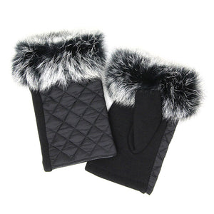Black Quilted Fingerless Faux Fur Gloves Black Quilted Gloves Black Faux Fur Fingerless Mittens, gives your look so much eye-catching texture with these quilted muffs on a cozy faux fur, very fashionable, attractive, cute looking in winter season. Perfect Gift Birthday, Christmas, Holiday, Anniversary, Wife, Mom, Sis, Loved One, BFF etc
