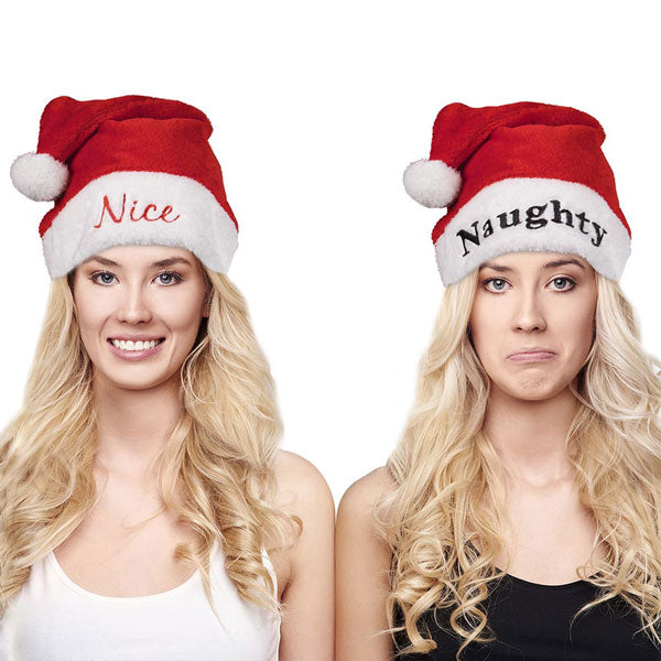 Red 2PCS Nice Naughty Message Christmas Santa Hat, is a unique and beautiful Christmas santa hat that will make you stand out and keeps you perfectly warm and toasty while running out into the cool air protecting you from chill and dust. It perfectly fits your head and you can adjust as per your need. An awesome winter gift accessory for Birthday, Christmas, Stocking Stuffer, Secret Santa, Holiday, Anniversary, Valentine's Day, etc. Stay absolutely toasty this winter!