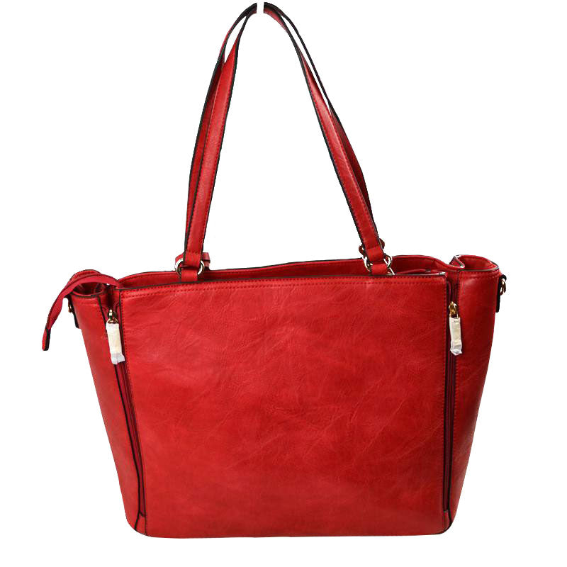 Red 3 in 1 Side Zipper Women's Handbag set. Ideal for parties, events, holidays, pair these handbags with any ensemble for a polished look. Versatile enough for using straight through the week, perfect for carrying around all-day. Great Birthday Gift, Anniversary Gift, Mother's Day Gift, Graduation Gift, Valentine's Day Gift. Wear as a crossbody, shoulder bag, or hand carry for your favorite look.