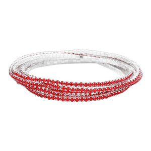 Red 6PCS Rhinestone Multi Layered Stretch Evening Bracelets, Beautiful rhinestones Stretch Bracelets; add this 6 piece layered bracelet to light up any outfit. Elegant Rhinestone gives you a cozy and stylish feel, can bring you a nice wearing experience and make you shine more in the crowd. Great to dress up for any events which you want to be more charming and impressive like: Wedding, Anniversary, Birthday, Party, Prom, Ball, Cocktail Party, Pageants.