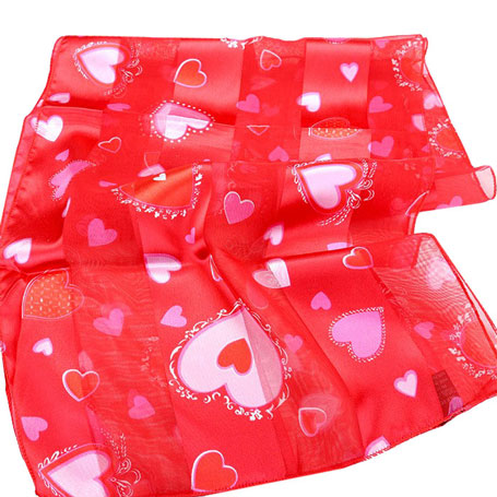 Red  6PCS Silk Feel Satin Striped Heart Pattern Print Scarves, Accent your look with this soft, highly versatile scarf. Great for daily wear in the cold winter to protect you against chill, classic infinity-style scarf. Perfect Gift for Wife, Mom, Birthday, Holiday, Anniversary, Fun Night Out, Valentine's Day Gift.