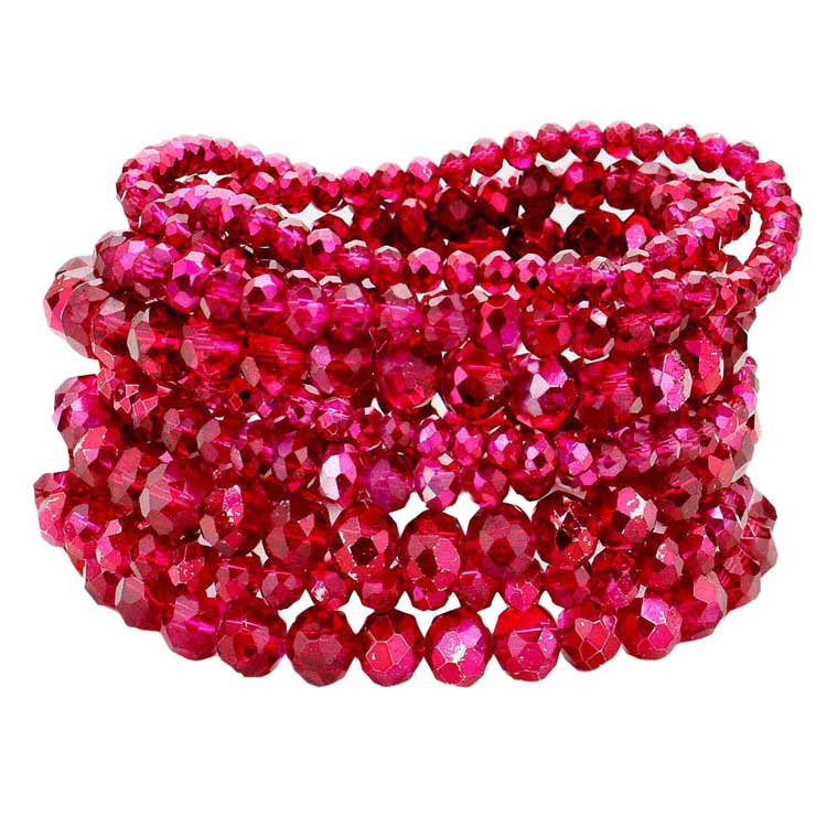 Red 9PCS Faceted Bead Stretch Bracelets, is a timeless treasure, coordinate this 9 pieces Beaded  bracelet with any ensemble from business casual to everyday wear. Beautiful faceted Beads which are a perfect way to add pop of color and accent your style. Adds a touch of nature-inspired beauty to your look. Make your close one feel special by giving this faceted bracelet as a gift and expressing your love for your loved one on special day.