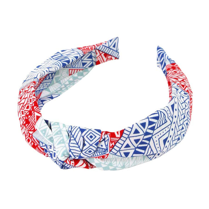 Red Aztec Patterned Burnout Knot Headband, this headband with a beautiful Aztec pattern creates a natural look while perfectly matching your color with the easy-to-use knot headband. Adds a super neat and trendy knot to any boring style. Be the ultimate trendsetter wearing this chic headband with all your stylish outfits! 