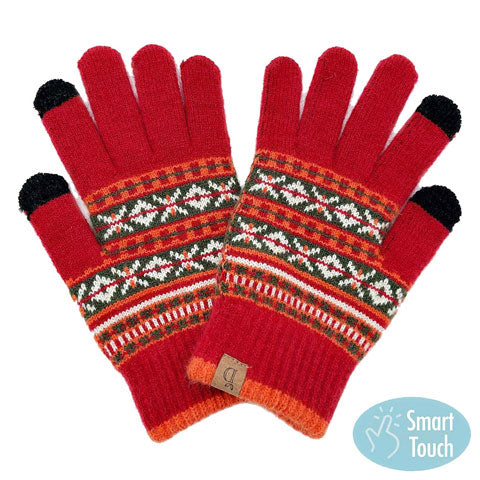 Red Mustard Aztec Patterned Knit Smart Gloves, gives your look so much eye-catching texture with Lining embellishment, a cozy feel, very fashionable, attractive, cute looking in winter season. These warm gloves will allow you to use your electronic device with ease. Perfect Gift!