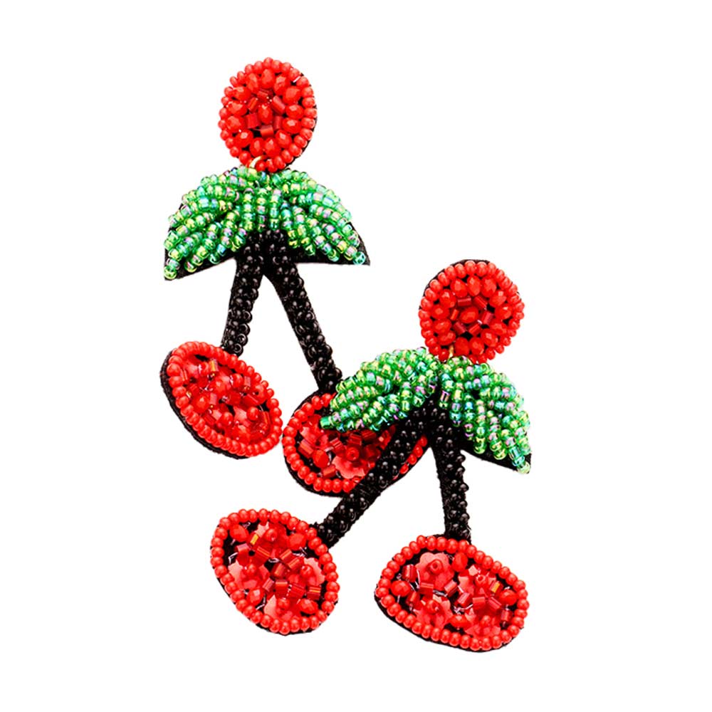 Red Beaded Cherry Dangle Earrings, enhance your attire with these beautiful Beaded Cherry Dangle Earrings to show off your fun trendsetting style. These Beaded Cherry Dangle Earrings will garner compliments all day long. These are Perfect gifts for birthdays, Mother’s Day, anniversaries, Christmas, Parties, and occasions.