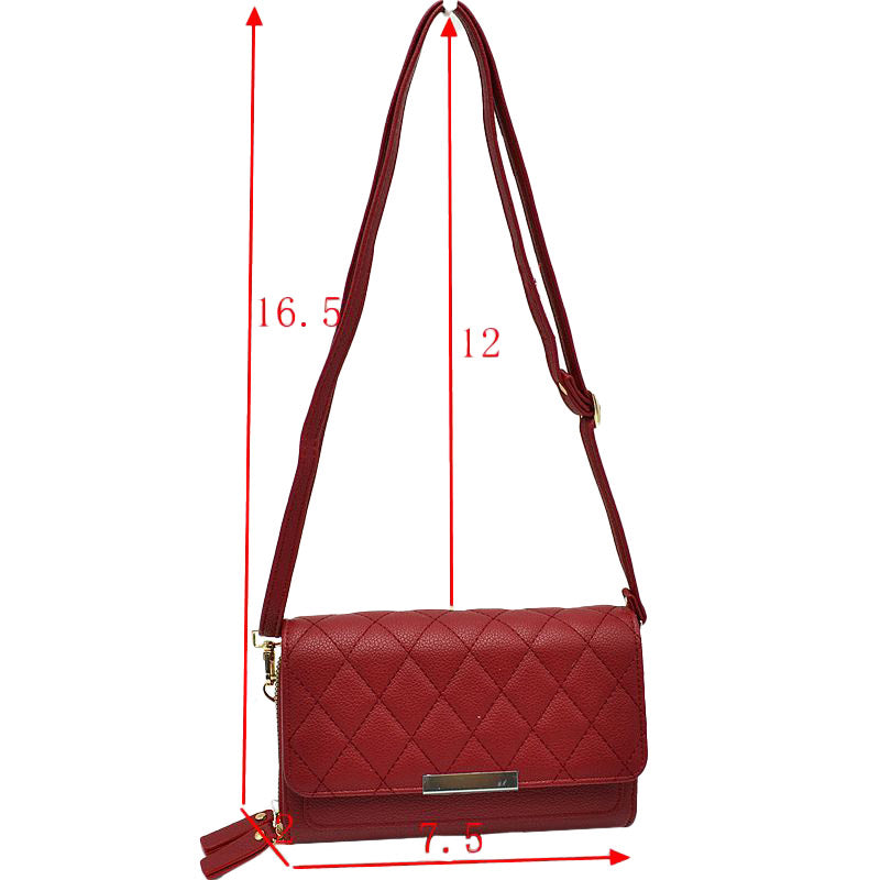 Red Beautiful Minimalist PU Lather Quilted Flap Bag, This cross-body bag is a stylish day-to-night accessory. It's a simple but eye-catching accessory to enrich your look with any outfit. The outer is adorned with quilting and stamped with branded hardware and you'll find a roomy compartment inside complete with a zipped pocket. Versatile enough for wearing straight through the week, perfectly lightweight to carry around all day.