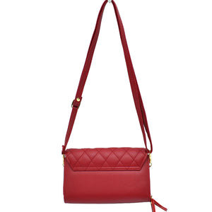 Red Beautiful Minimalist PU Lather Quilted Flap Bag, This cross-body bag is a stylish day-to-night accessory. It's a simple but eye-catching accessory to enrich your look with any outfit. The outer is adorned with quilting and stamped with branded hardware and you'll find a roomy compartment inside complete with a zipped pocket. Versatile enough for wearing straight through the week, perfectly lightweight to carry around all day.