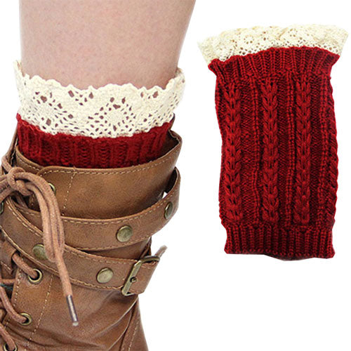 Red Beige Medium Large Cutie Pie Acrylic Leg Warmer Boot Topper, soft cutie pie leg warmer will shield your legs from cold winter weather ensuring all day comfort. Boot topper is soft, comfortable and warm adding a touch of sleek style to your look, show off your trendsetting style when you wear this leg warmer boot topper.