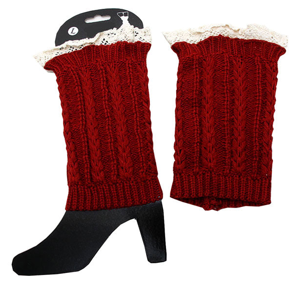 Red Beige Medium Large Cutie Pie Acrylic Leg Warmer Boot Topper, soft cutie pie leg warmer will shield your legs from cold winter weather ensuring all day comfort. Boot topper is soft, comfortable and warm adding a touch of sleek style to your look, show off your trendsetting style when you wear this leg warmer boot topper.