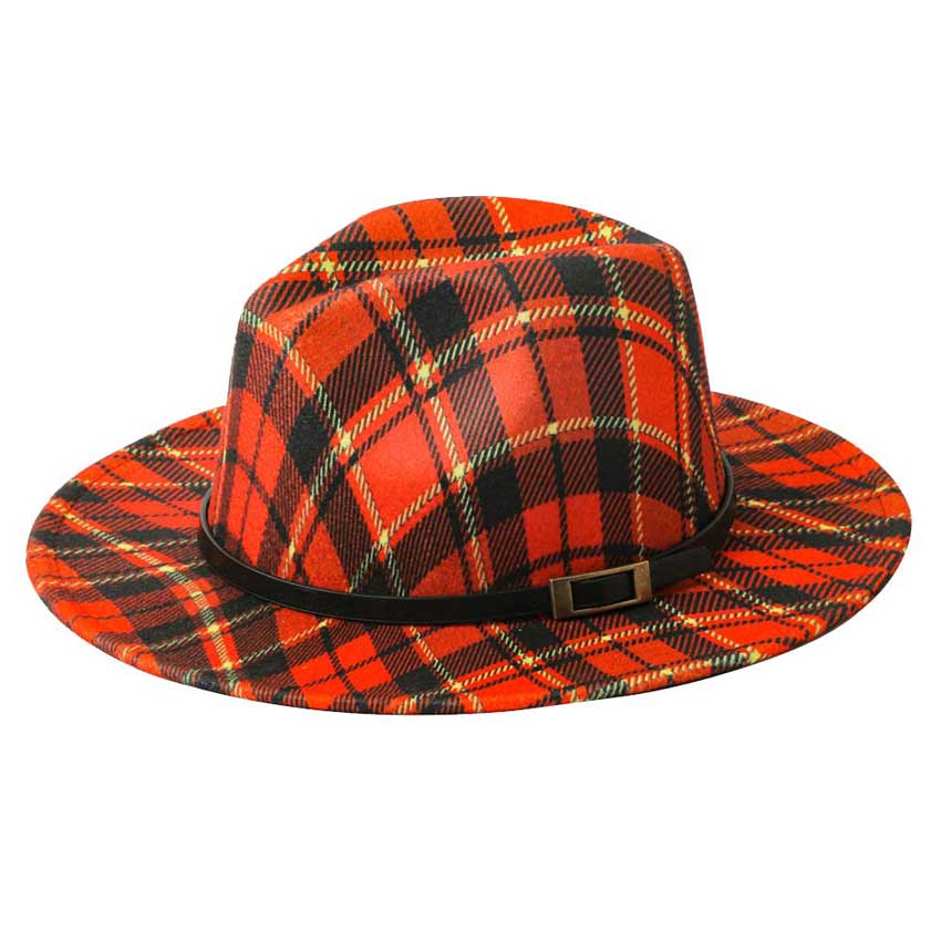 Tan Belt Band Accented Plaid Check Patterned Fedora Hat. This Fedora hat that is made of premium material is super durable, breathable and lightweight. The classic accessories with their vintage styles for winter / fall day and night. Comfortable, and ideal for travelers who are spending time in the outdoors. Easy to match different clothes. Such as T-shirt, jeans, trousers, skirts and any fashion casual outfits.