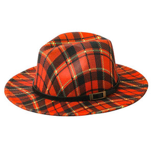 Red Belt Band Accented Plaid Check Patterned Fedora Hat. This Fedora hat that is made of premium material is super durable, breathable and lightweight. The classic accessories with their vintage styles for winter / fall day and night. Comfortable, and ideal for travelers who are spending time in the outdoors. Easy to match different clothes. Such as T-shirt, jeans, trousers, skirts and any fashion casual outfits.