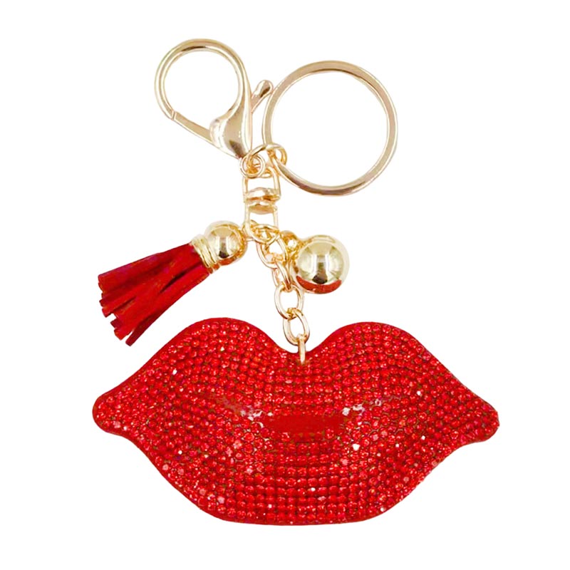 Red Bling Lips Tassel Keychain, is beautifully designed with Tassel-theme stones that will make a glowing touch on everyone, especially at a party or an occasion. It's an excellent gift for your friends, family, or loved ones to make them special on their birthdays, anniversaries, valentine's day, or other special days.