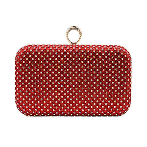 Red Bling Rectangle Evening Clutch Crossbody Bag, is fit for all occasions and places. perfect for makeup, money, credit cards, keys or coins, and many more things. This handbag features a top Clasp Closure for security and contains a detachable shoulder chain that makes your life easier and trendier. Its catchy and awesome appurtenance drags everyone's attraction to you. Perfect gift ideas for a Birthday, Holiday, Christmas, Anniversary, Valentine's Day, etc.