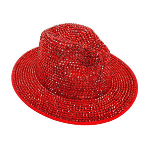 Red Bling Studded Panama Hat, extends your classy look with bling stone that is the perfect addition of luxe. Perfect protection from sunlight even when the Sun is high. An excellent choice for going out for traveling, beach parties, fun times out, and spending leisure time. It keeps the sun off your face, neck, and shoulders. This hat will soon be a favorite accessory that goes with you everywhere to draw attention and receive compliments. Stay gorgeous and classy!
