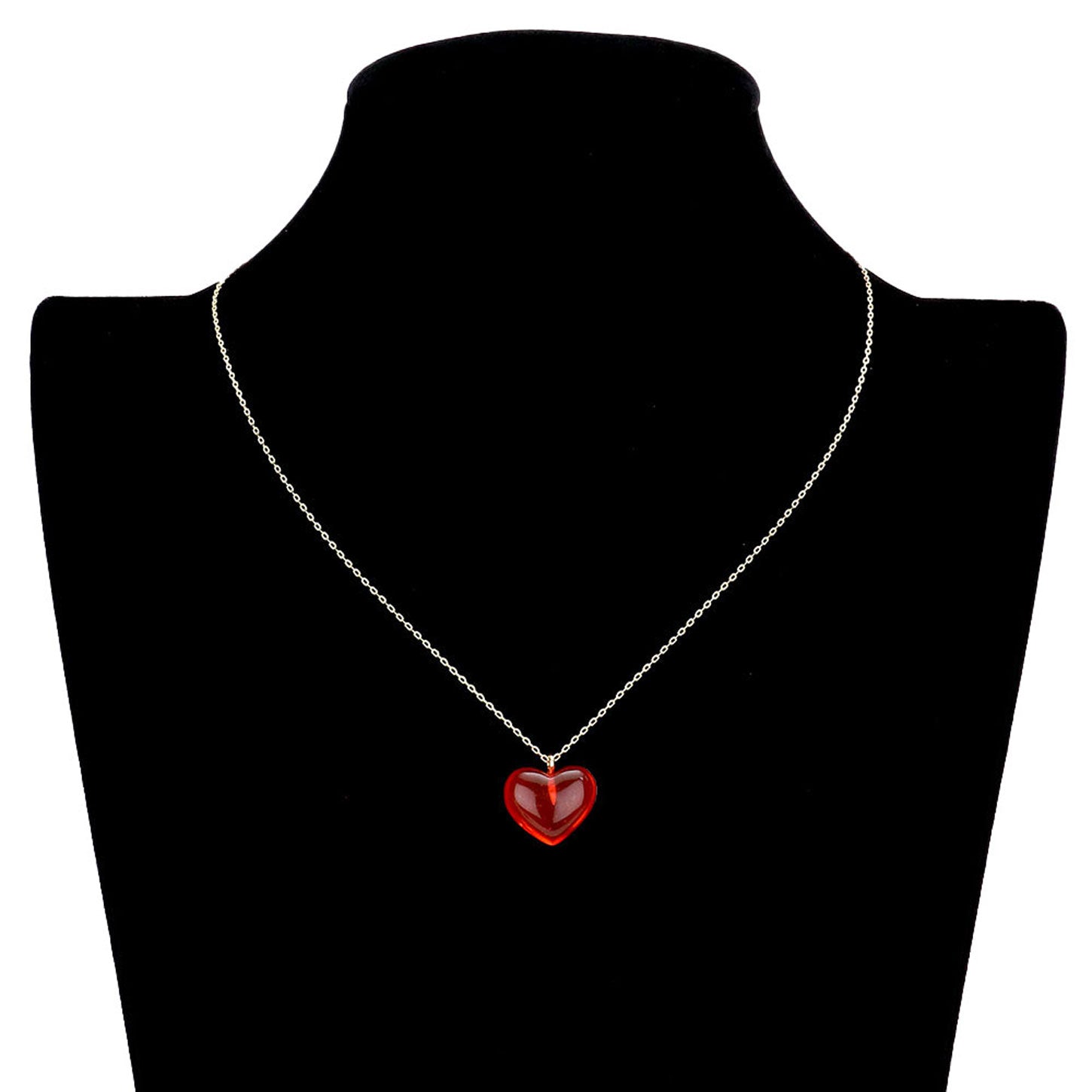 Red Brass Metal Lucite Heart Pendant Necklace, Get ready with these Lucite Heart Pendant Necklace, put on a pop of color to complete your ensemble. Perfect for adding just the right amount of shimmer & shine and a touch of class to special events. Perfect Birthday Gift, Anniversary Gift, Mother's Day Gift, Graduation Gift