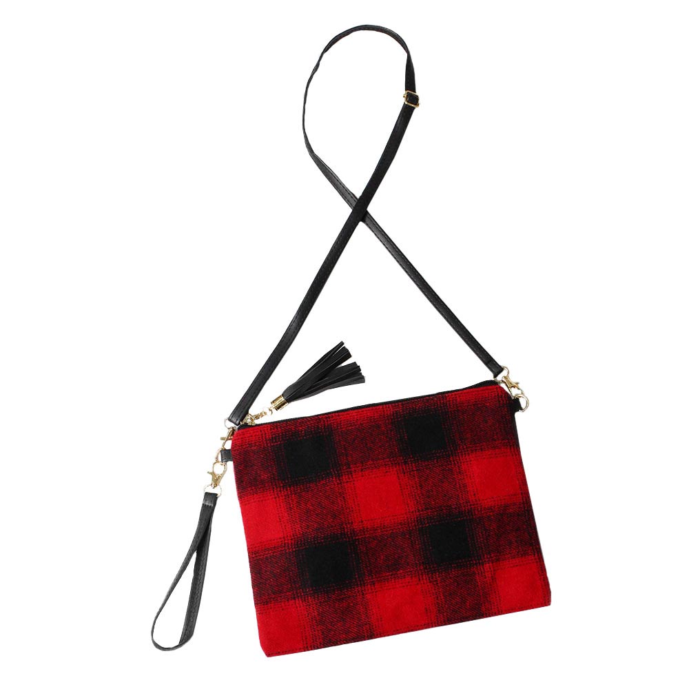 Red Buffalo Check Crossbody Clutch Bag, looks like the ultimate fashionista while carrying this buffalo check print bag! It will be your new favorite accessory to hold onto all your items. Easy to carry especially when you need hands-free and lightweight to run errands or a night out on the town. Fits your phone, wallet, keys, etc. Have a hassle-free life! 