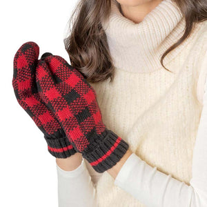 Red Buffalo Check Patterned Mitten Gloves, are warm, cozy, and beautiful mittens that will protect you from the cold weather while you're outside and amp your beauty up in perfect style. It's a comfortable, soft brushed poly stretch knit that will keep you perfectly warm and toasty. It's finished with a hint of stretch for comfort and flexibility. Wear gloves or a cover-up as a mitten to make your outfit gorgeous with luxe and comfort.