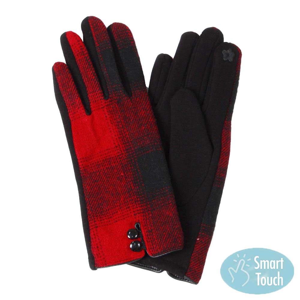 Red Buffalo Check Patterned Touch Smart Gloves, give your look so much eye-catching texture at any place with buffalo check design embellishment. Have a cozy feel with the best comfort. It's very fashionable, attractive, and cute looking in the winter season. These warm gloves will allow you to use your electronic devices and touchscreens with ease. Perfect Winter Gift!
