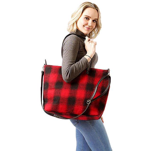 Red Buffalo Check Weekend Tote Bag, the unique buffalo Check print let you stand out, be gorgeous and make an individual statement of fashion. It will be your new favorite accessory to hold onto all your items altogether in one place. The top zipper keeps everything secure and safe. It's easy to carry, and lightweight to run errands or a night out on the town. It's a smart gift for Birthdays, holidays, Christmas, New Year, etc. for your friends, family, and the persons you love and care for.
