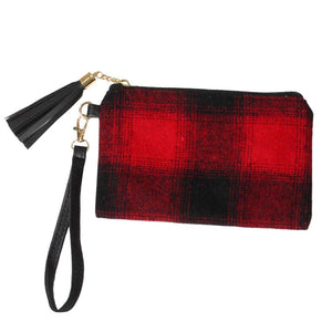 Red Buffalo Check Wristlet Pouch Bag, includes a detachable strap that ensures easy carrying. Looks like the ultimate fashionista while carrying this trendy Buffalo Check Wristlet Pouch Bag! It will be your new favorite accessory to hold onto all your items. Easy to carry especially when you need hands-free and lightweight to run errands or a night out on the town. Fits your phone, wallet, keys, etc. Live hassle-free life!