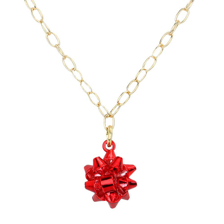 Red Christmas Gift Bow Necklace, get ready to receive appreciation with these beautiful bow Necklaces. Put on a pop of color to complete your ensemble. Beautifully crafted for adding just the right amount of shimmer & shine and a touch of class with trendiness to any occasion and even to special events. Perfect gift for Birthdays, anniversaries, Mother's Day, Valentine's Day, etc for your friends, family, and the person you love the most. Stay beautiful!