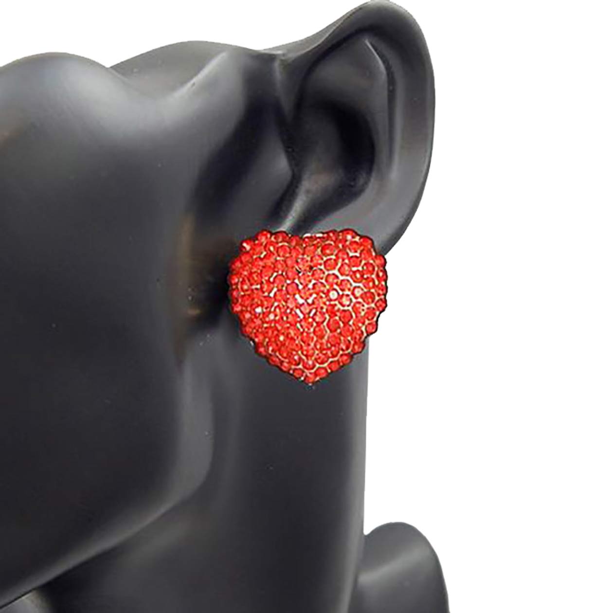 Red Crystal Embellished Heart Stud Earrings, Accent your attire with these beautiful heart stud earrings. Wear these gorgeous crystal embellished earrings to make you stand out from the crowd & show your trendy choice. Boasting a romantic palette and silhouette. This pretty pair of heart stud earrings instantly elevates everything from playful motifs to sleek separates.