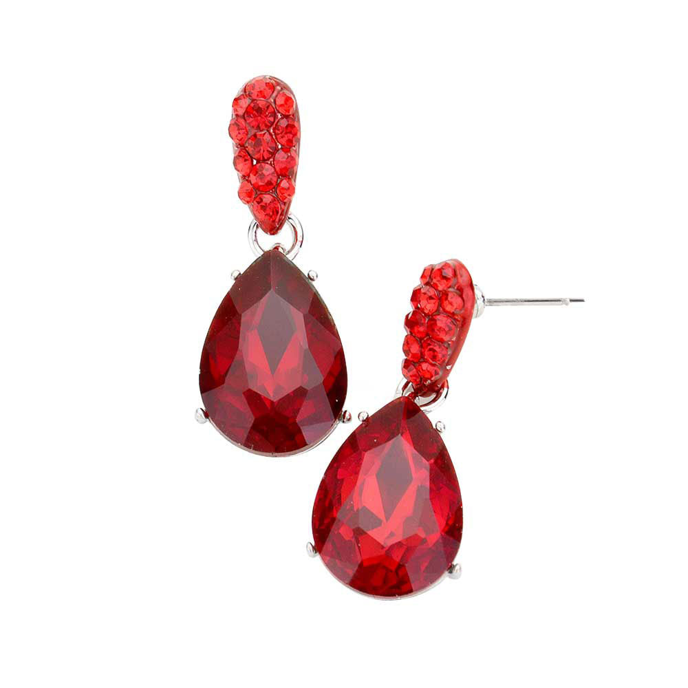 Red Crystal Teardrop Rhinestone Pave Evening Earrings, Add a pop of color to your ensemble, just the right amount of shimmer & shine, touch of class, beauty and style to any special events. These ultra-chic rhinestone earrings will take your look up a notch and add a gorgeous glow to any outfit with a touch of perfect class. Jewelry that fits your lifestyle and makes your moments awesome! 