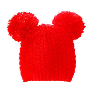 Red Soft Cable Knit Double Faux Fur Pom Pom Beanie Kids Hat Winter Beanie Hat, be warm & cozy with this winter hat while adding a pop of color to your ensemble. Classic, trendy & chic to match your stylish fashion. Perfect Gift, Birthday, Christmas, Holiday, Anniversary, Valentine’s Day, Wife, Daughter