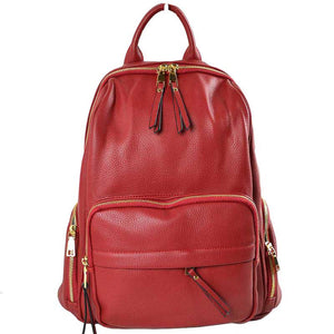 Red Elegant Soft PU Leather Bag Casual Shoulder Women's Backpack, These backpack purse is made of soft, waterproof and durable PU Leather, which can keep this fashion women backpack clean, dry and comfortable. Elegant PU Leather as an eye-contacting element, gives you confidence with this lady backpack purse. This casual women backpack features- one big zipper pocket and outside section keeps two zipper pockets for cosmetic or glasses case and also have two side zipper pockets.
