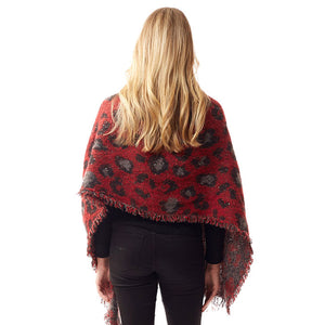 Red Fall Winter Leopard Patterned Spangled Shawl, the perfect accessory, luxurious, trendy, super soft chic capelet, keeps you warm and toasty. You can throw it on over so many pieces elevating any casual outfit! Perfect Gift for Wife, Mom, Birthday, Holiday, Christmas, Anniversary, Fun Night Out