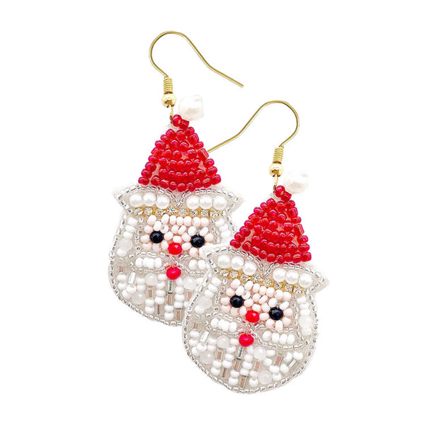 Red Felt Back Pearl Seed Beaded Santa Claus Christmas Dangle Earrings. Christmas is right around the corner, get ready with these bright post back earrings, add a pop of color to your ensemble. Perfect Birthday Gift, Anniversary Gift, Loved One Gift, Mother's Day Gift, Anniversary Gift, Graduation Gift.