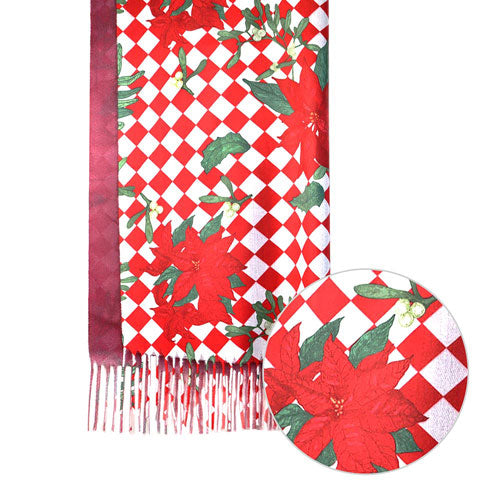 Red Flower Poinsettia Printed Holiday Scarf,  is nicely printed with  style that makes your beauty more enriched with perfect attraction. Great to wear daily in the cold winter to protect you against the chill. The attractive Christmas theme makes this scarf awesome to amp up your beauty to a greater extent at the Christmas party. This scarf is a versatile choice that can be worn in many ways.