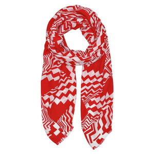 Red Geometric Printed Oblong Scarf, this timeless geometric printed oblong scarf is soft, lightweight, and breathable fabric, close to the skin, and comfortable to wear. Sophisticated, flattering, and cozy. look perfectly breezy and laid-back as you head to the beach. A fashionable eye-catcher will quickly become one of your favorite accessories.