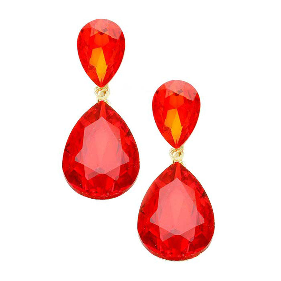 Red Glass Crystal Teardrop Evening Earrings. This evening earring is simple and cute, easy to match any hairstyles and clothes. Suitable for both daily wear and party dress. Great choice to treat yourself and This earrings is perfect for Holiday gift, Anniversary gift, Birthday gift, Valentine's Day gift for a woman or girl of any age.