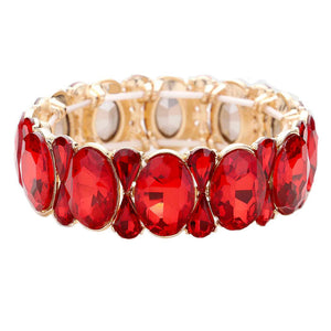 Red Gold Oval Pear Crystal Stretch Evening Bracelet, Get ready with these Magnetic Bracelet, put on a pop of color to complete your ensemble. Perfect for adding just the right amount of shimmer & shine and a touch of class to special events. Perfect Birthday Gift, Anniversary Gift, Mother's Day Gift, Graduation Gift.