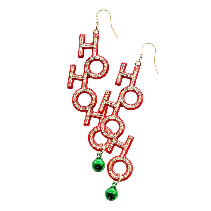 Red Green HOHOHO Message Bell Dangle Drop Down Earrings,  enjoy this Christmas with an awesome look with these gorgeous HOHOHO Dangle Earrings. They will dangle on your earlobes to bring a unique and beautiful look & bring a smile to those who look at you at the Christmas party. Perfect Gift for Birthdays, Christmas, Stocking Stuffers, Secret Santa, BFF, etc. Enjoy this Christmas in style!