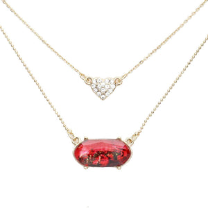 Red Heart Hexagon Bead Pendant Double Layered Necklace. Beautifully crafted design adds a gorgeous glow to any outfit. Jewelry that fits your lifestyle! Perfect Birthday Gift, Anniversary Gift, Mother's Day Gift, Anniversary Gift, Graduation Gift, Prom Jewelry, Just Because Gift, Thank you Gift.