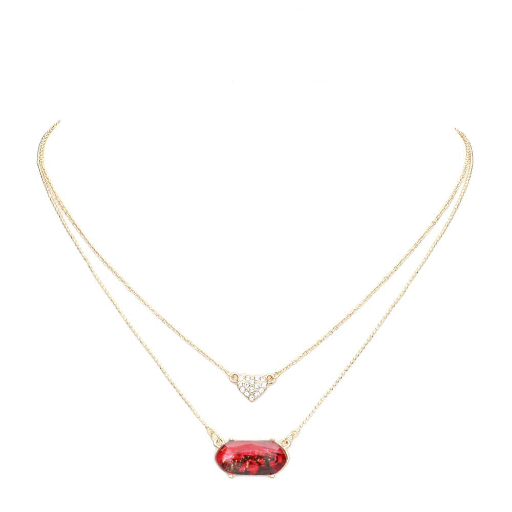 Red Heart Hexagon Bead Pendant Double Layered Necklace. Beautifully crafted design adds a gorgeous glow to any outfit. Jewelry that fits your lifestyle! Perfect Birthday Gift, Anniversary Gift, Mother's Day Gift, Anniversary Gift, Graduation Gift, Prom Jewelry, Just Because Gift, Thank you Gift.