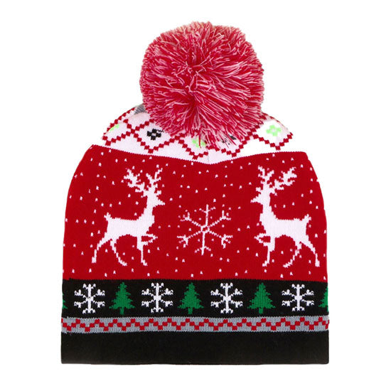 Red Holiday Reindeer Printed Yarn Pom Pom Beanie Hat. Before running out the door into the cool air, you’ll want to reach for these toasty beanie to keep your hands incredibly warm. Accessorize the fun way with these beanie, it's the autumnal touch you need to finish your outfit in style. Awesome winter gift accessory!