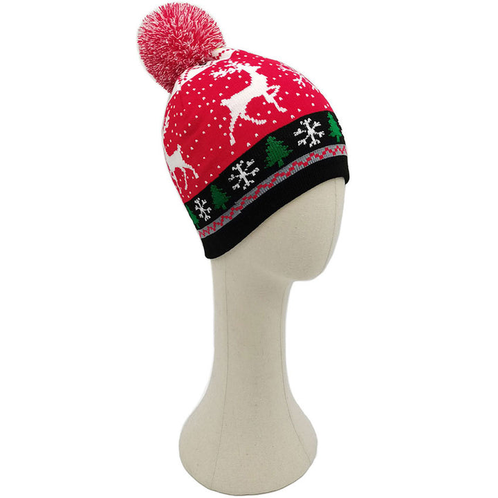 Red Holiday Reindeer Printed Yarn Pom Pom Beanie Hat. Before running out the door into the cool air, you’ll want to reach for these toasty beanie to keep your hands incredibly warm. Accessorize the fun way with these beanie, it's the autumnal touch you need to finish your outfit in style. Awesome winter gift accessory!