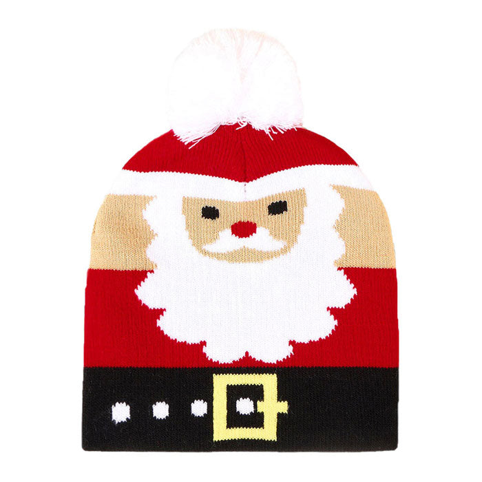 Red Holiday Santa Claus Printed Yarn Pom Pom Beanie Hat. Before running out the door into the cool air, you’ll want to reach for these toasty beanie to keep your hands incredibly warm. Accessorize the fun way with these beanie, it's the autumnal touch you need to finish your outfit in style. Awesome winter gift accessory!